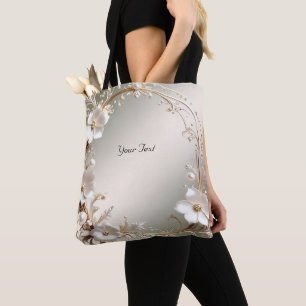 Verzierte weiße Blumenrahmen-Tasche