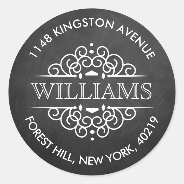 Verzierte Wirbel mit Chalkboard, benutzerdefiniert Runder Aufkleber (Vorderseite)