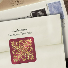 Verzierter Aufkleber für Rot und Gold