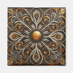 Verzierter Bildlauf mit Golden Center2 Magnet