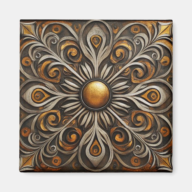 Verzierter Bildlauf mit Golden Center2 Magnet (Vorne)