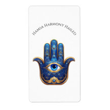 Verzierter Blauer Hamsa Hand mit dem bösen Augensy
