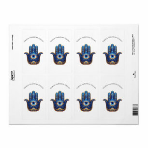 Verzierter Blauer Hamsa Hand mit dem bösen Augensy