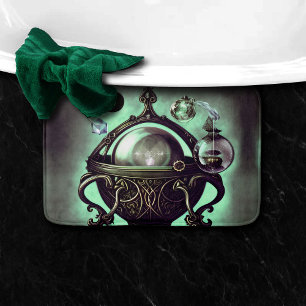 Verzierter Cauldron mit grünem Kristallball und Or Badematte