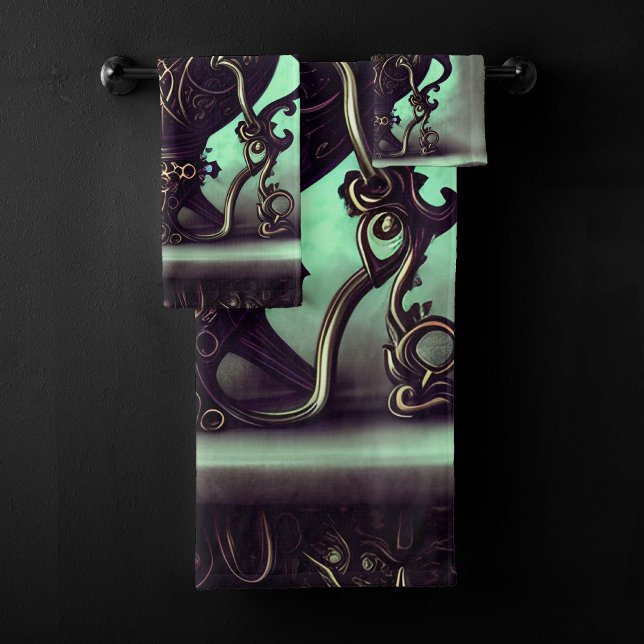 Verzierter Cauldron mit grünem Kristallball und Or Badhandtuch Set (Von Creator hochgeladen)