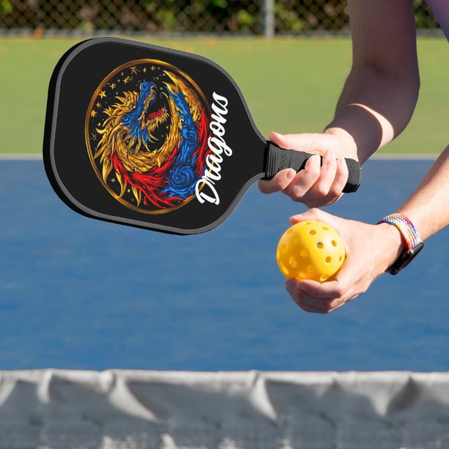 Verzierter chinesischer Drache mit mehreren Farben Pickleball Schläger (InSitu)