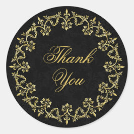 Verzierter dekorativer Goldene Kreis auf schwarz D Runder Aufkleber
