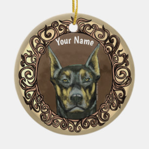 Verzierter Dobermann Namensschmuck Keramik Ornament