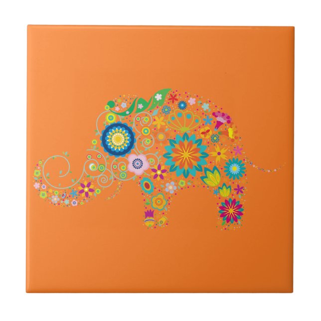 Verzierter Elefant Fliese (Vorderseite)