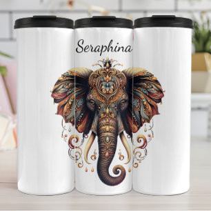 Verzierter Elefantenkopf: Exotischer Flair Thermosbecher