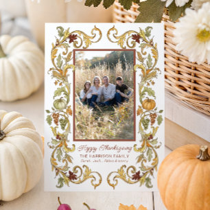 Verzierter Erntedank Harvest Pumpkin Frame Foto Feiertagskarte