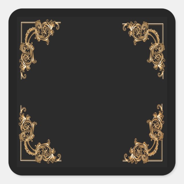 Verzierter floraler Schwenklack Quadratischer Aufkleber (Vorderseite)