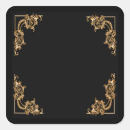 Verzierter floraler Schwenklack Quadratischer Aufkleber