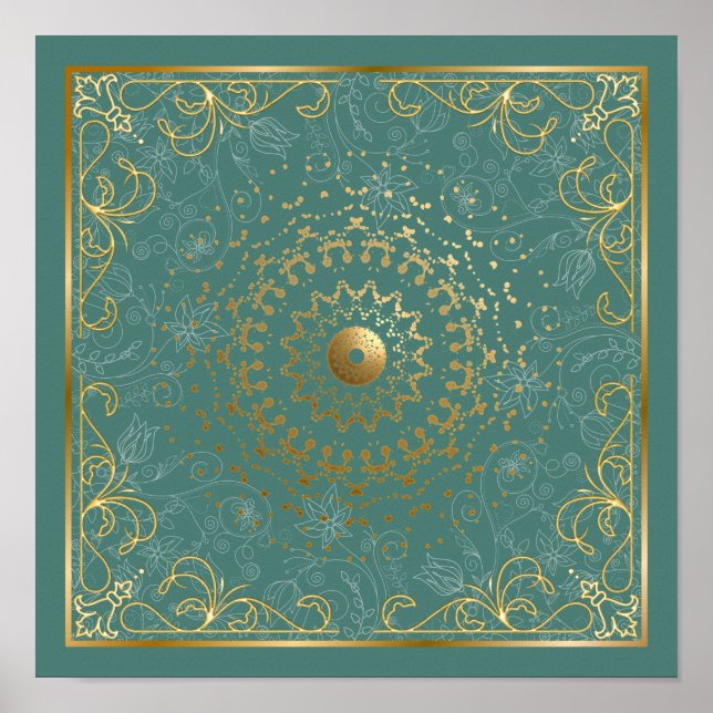 Verzierter geblüht Blumenwirbel Poster (Vorne)