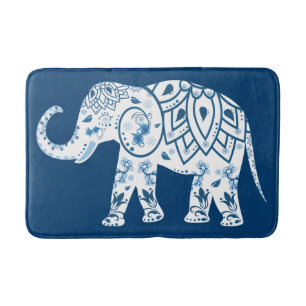 Verzierter Gemusterter Blauer Elefant Badematte