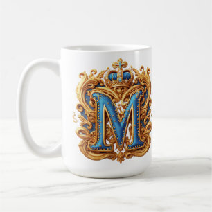 Verzierter goldener Buchstabe M mit Kronenrahmen-D Kaffeetasse