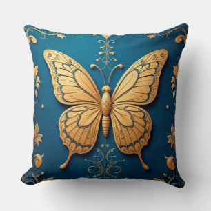 Verzierter Goldener Schmetterling mit Blumenmuster Kissen