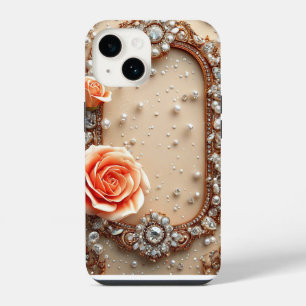 Verzierter Goldrahmen mit Rosen iPhone 14 Hülle