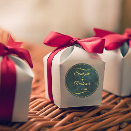 Verzierter Goldrahmen und Smaragdgrüne Hochzeit Runder Aufkleber