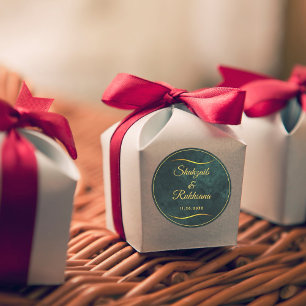 Verzierter Goldrahmen und Smaragdgrüne Hochzeit Runder Aufkleber