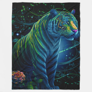 Verzierter Grüner Tiger Fleecedecke
