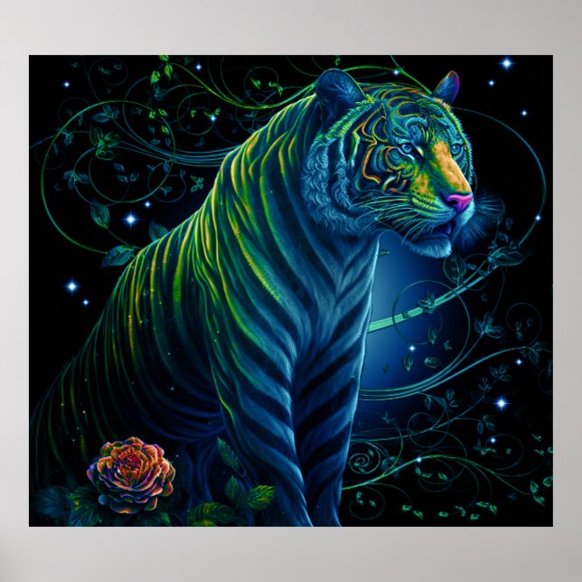 Verzierter Grüner Tiger Poster (Vorne)