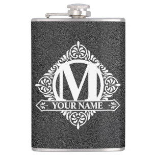 Verzierter monogramm-Designkolben Flachmann