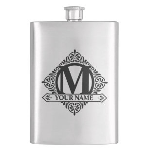 Verzierter monogramm-Designkolben Flachmann