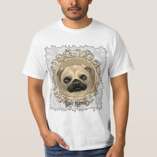 Verzierter Mops T-Shirt (Vorderseite)
