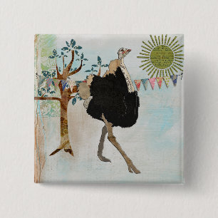 Verzierter Ostrich-Sonnenschein-Knopf Button