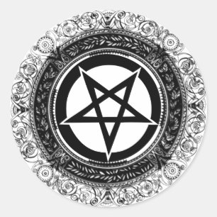 Verzierter Pentagram Runder Aufkleber