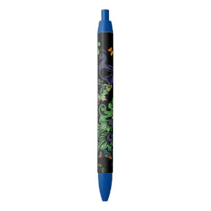 Verzierter Pfau und Vintages Blumen Kugelschreiber