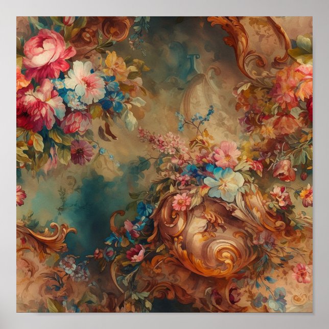 Verzierter Rokoko Poster (Vorne)