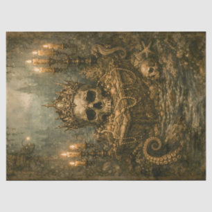 Verzierter Schatz Totenkopf Decoupage Piraten Meer Seidenpapier