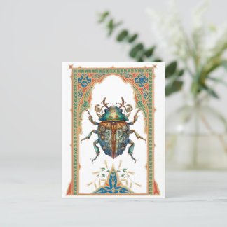 Verzierter Steampunkblau Postkarte