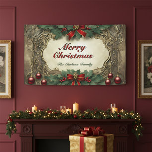 Verzierter Viktorianischer Weihnachtskranz Banner