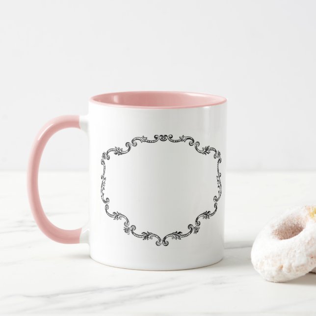 Verzierter Vintager Rahmen Tasse (Mit Donut)