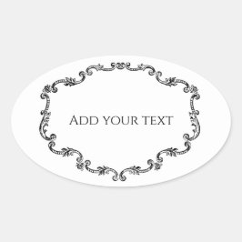 Verzierter Vintager Rahmen Text hinzufügen Ovaler Aufkleber