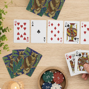 Verzierter Waldkauz Grüne Waldblätter Natur Dekora Spielkarten