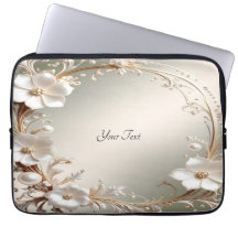 Verzierter weißer Blumenrahmen Laptop-Hülle