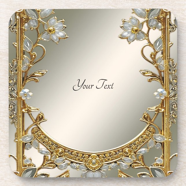 Verzierter weißer Untersetzer aus Hartplastik (Vorderseite)