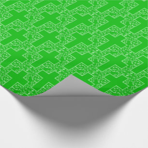 Verziertes 13-grünes Kreuz Geschenkpapier