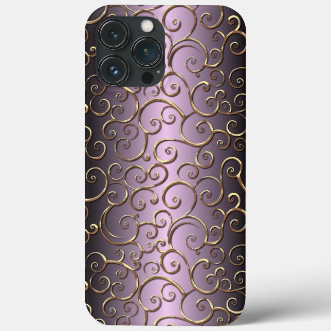 Verziertes antikes Barock Imitate Golden Swirt Case-Mate iPhone Hülle (Rückseite)