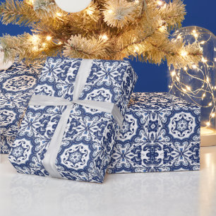 Verziertes Antikes Niederländisches Delft Blau Blu Geschenkpapier
