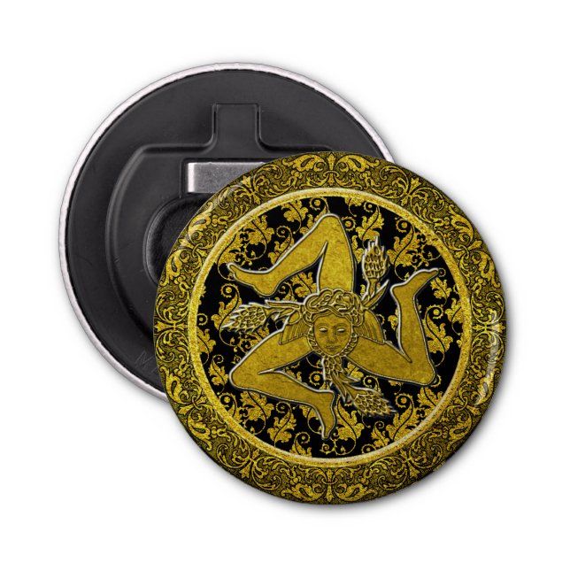 Verziertes barockes sizilianisches Trinacria Flaschenöffner (Vorderseite)