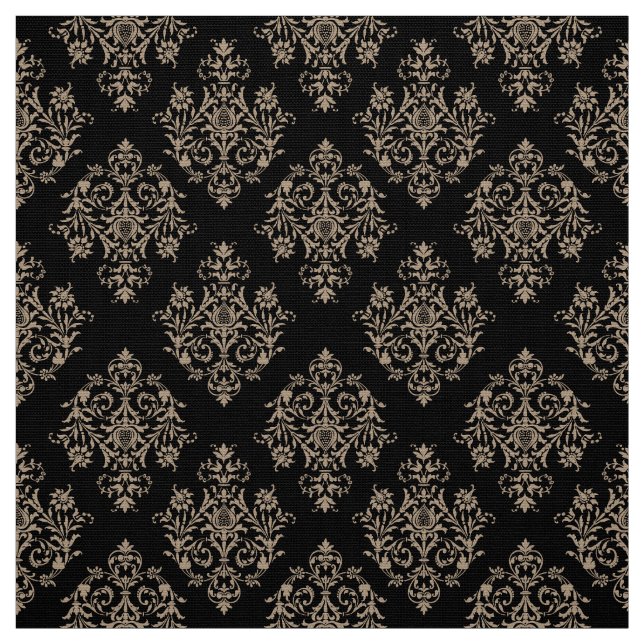 Verziertes Barockschwarzes Damasmuster Stoff (Muster)