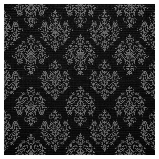 Verziertes Barockschwarzes Damasmuster Stoff (Muster)