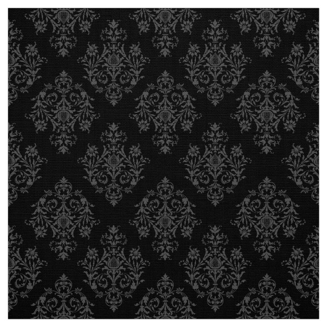 Verziertes Barockschwarzes Damasmuster Stoff (Muster)