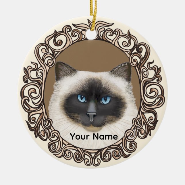 Verziertes Birman Cat Ornament (Vorne)
