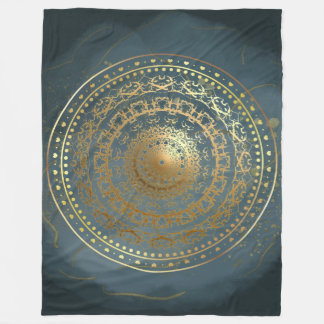 Verziertes Blau und Gold geblüht Fleecedecke